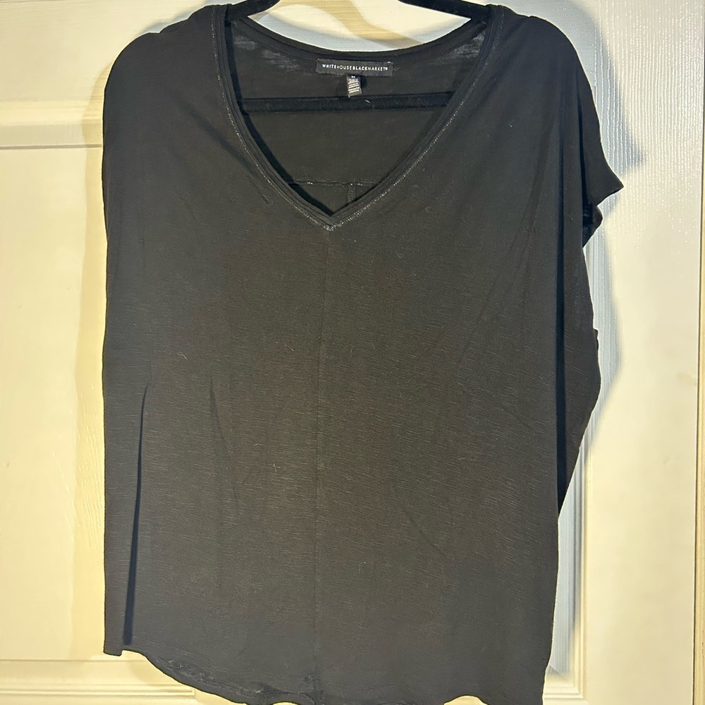 White House Black Market Black V-Neckโ Top